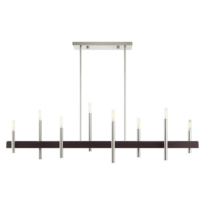 Livex Denmark 8 Light Chandelier, Brushed Nickel with Bronze Accents - 49338-91