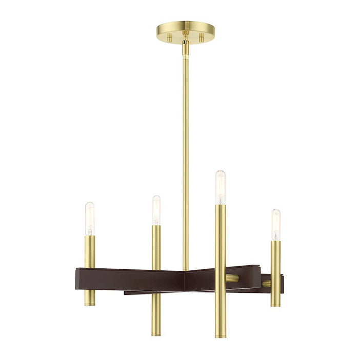 Livex Denmark 4 Light Chandelier, Satin Brass - 49344-12