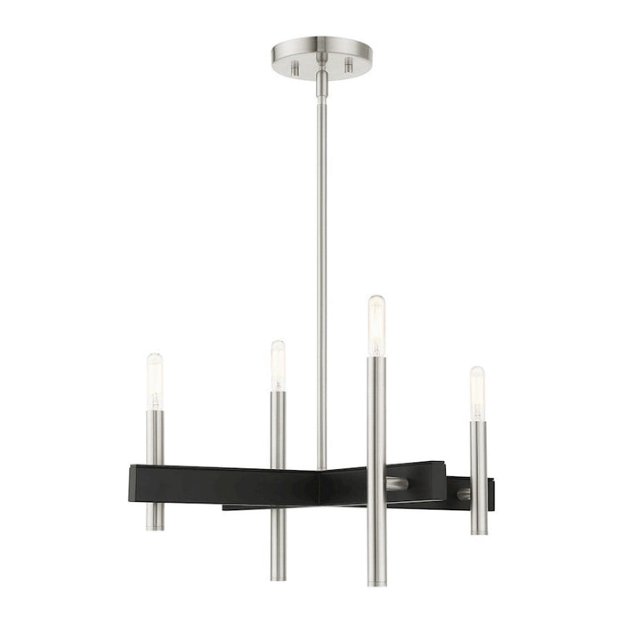 Livex Denmark 4 Light Chandelier, Brushed Nickel - 49344-91