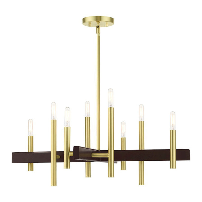 Livex Denmark 8 Light Chandelier, Satin Brass - 49348-12