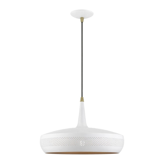 Livex Banbury 1 Light Pendant, White/Antique BS/White Aluminum/Gold - 49353-03