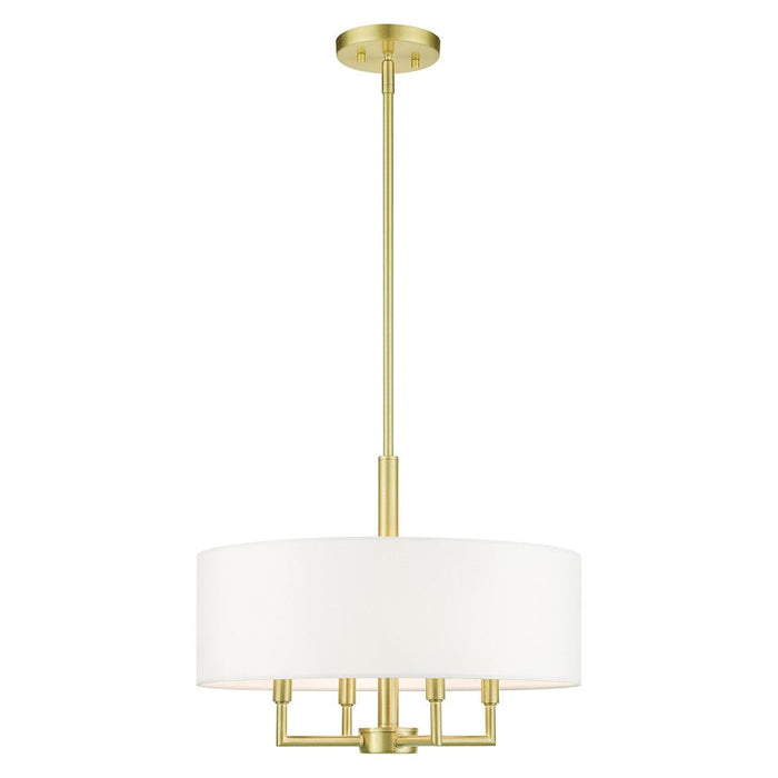 Livex Meridian 4 Light Pendant Chandelier, Satin Brass - 49374-12