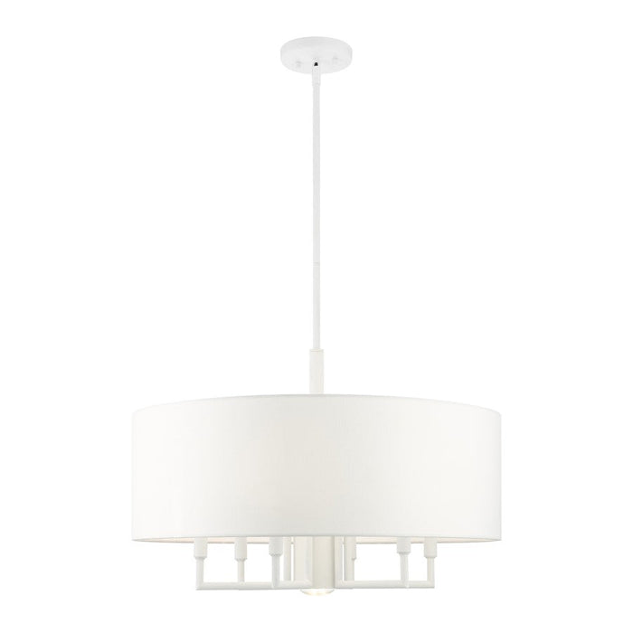 Livex Meridian 7 Light Pendant Chandelier, White - 49376-03