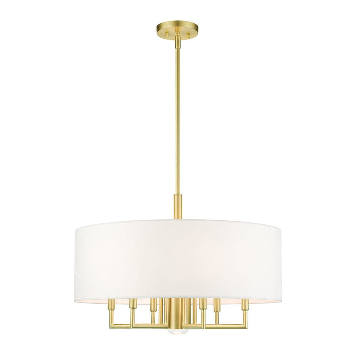 Livex Meridian 7 Light Pendant Chandelier, Satin Brass - 49376-12