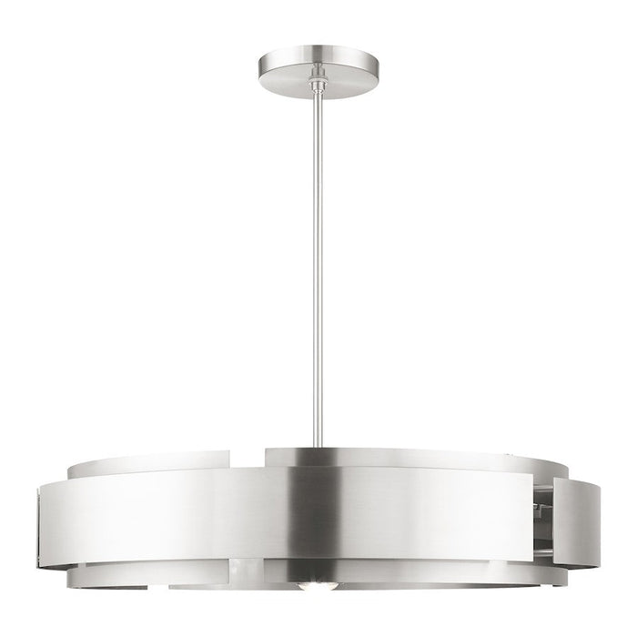 Livex Varick 7 Light Pendant Chandelier, Nickel/Nickel Drum - 49418-91