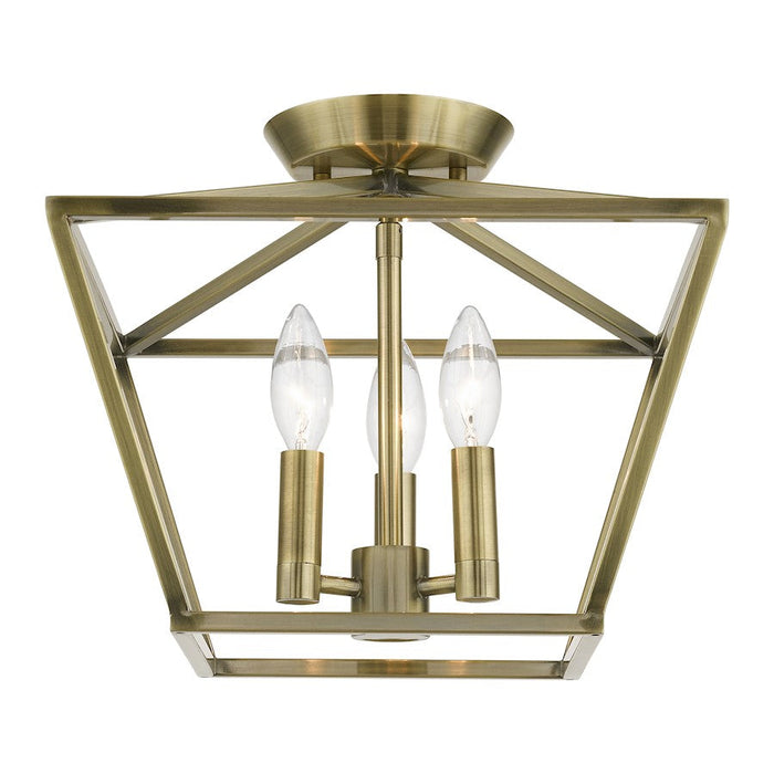 Livex Devonshire 3 Light Square Semi-Flush Mount