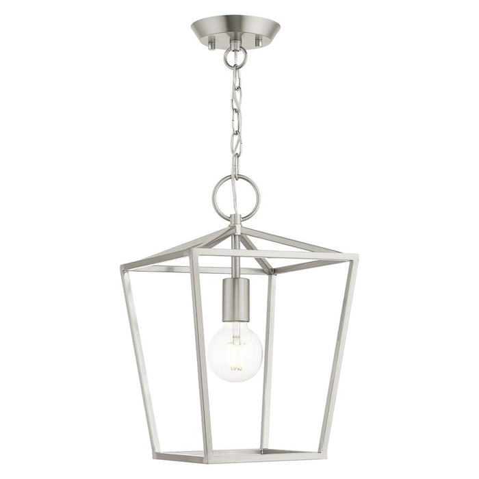 Livex Devonshire 1-LT Convertible Semi Flush/Lantern, Nickel/Nickel - 49432-91