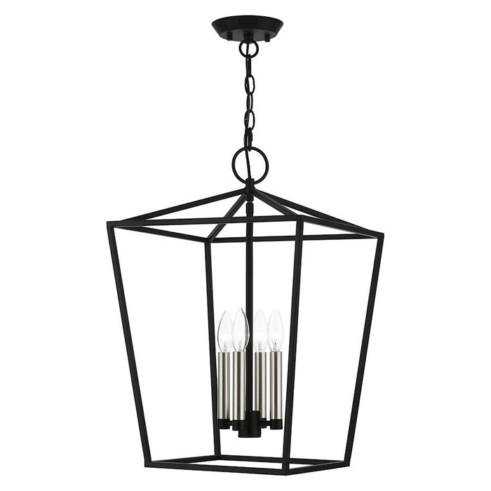 Livex Devonshire 4 Light Chandelier, Black/Brushed Nickel - 49434-04