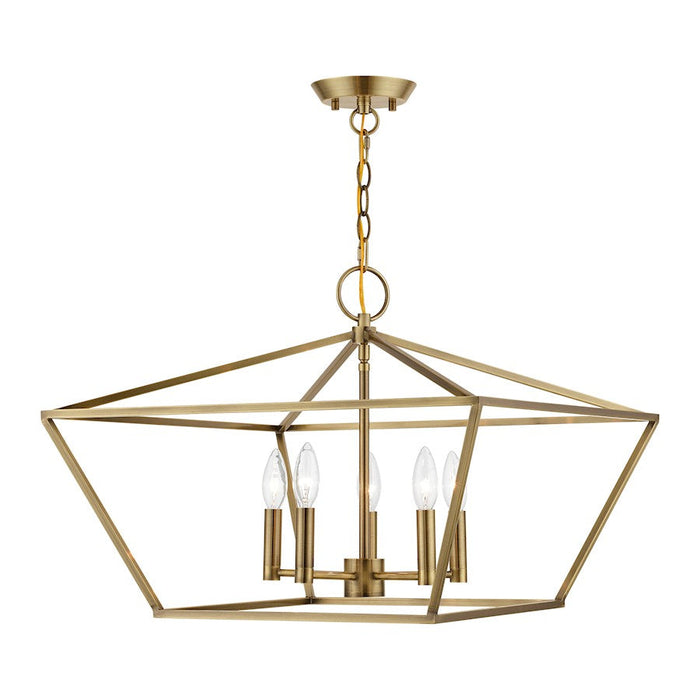 Livex Devonshire 5 Light Chandelier, Antique Brass - 49435-01