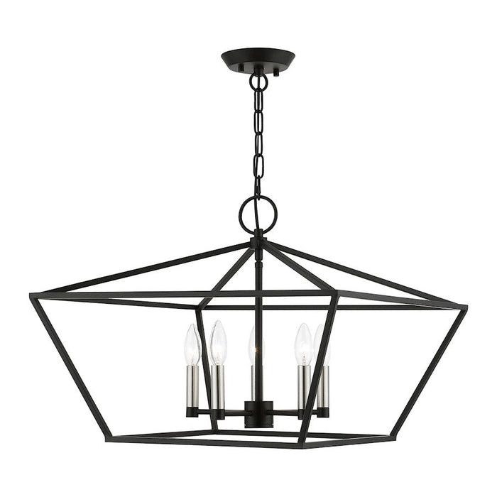 Livex Devonshire 5 Light Chandelier, Black/Brushed Nickel - 49435-04