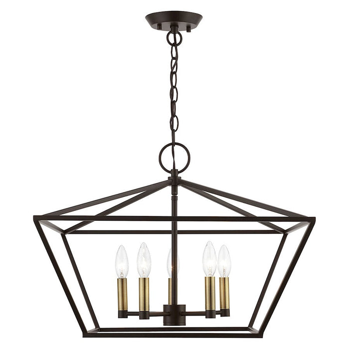 Livex Devonshire 5 Light Chandelier, Bronze/Antique Brass