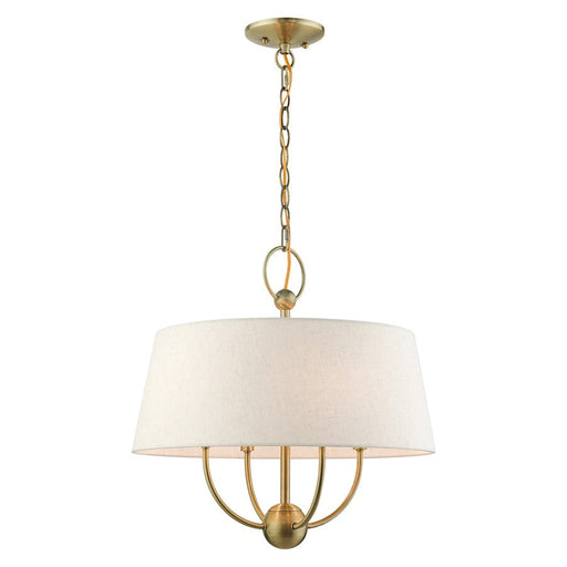 Livex Cartwright 4 Light Pendant Chandelier, Antique Brass - 49444-01