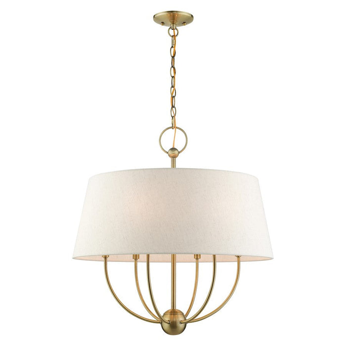 Livex Cartwright 6 Light Pendant Chandelier, Antique Brass - 49446-01