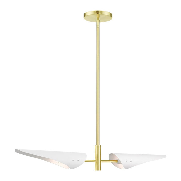 Livex Capistrano 2 Light Linear Chandelier, Satin Brass - 49492-12