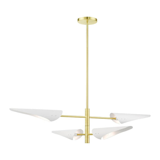 Livex Capistrano 4 Light Pendant Chandelier, Satin Brass - 49494-12