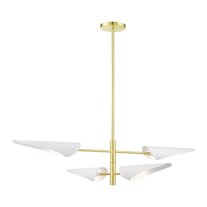 Livex Capistrano 4 Light Pendant Chandelier, Satin Brass - 49494-12