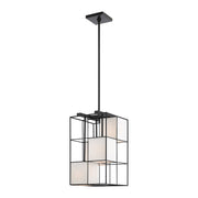 Livex Trondheim 4 Light Pendant Chandelier, Black/Off White Hardback - 49622-04