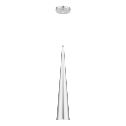 Livex Andes 1 Light Single Tall Pendant, Aluminum/Chrome/White - 49631-66