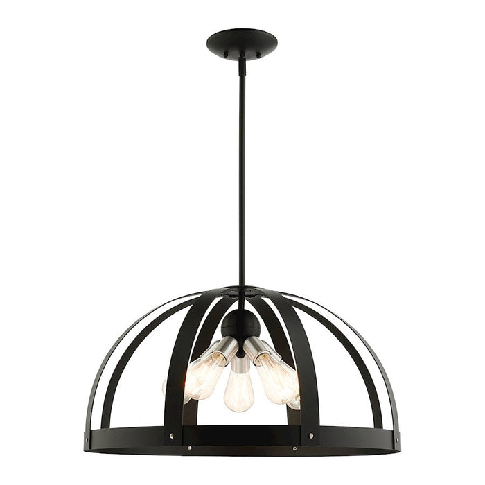 Livex Stoneridge 5 Light Pendant Chandelier, Textured Black - 49645-14