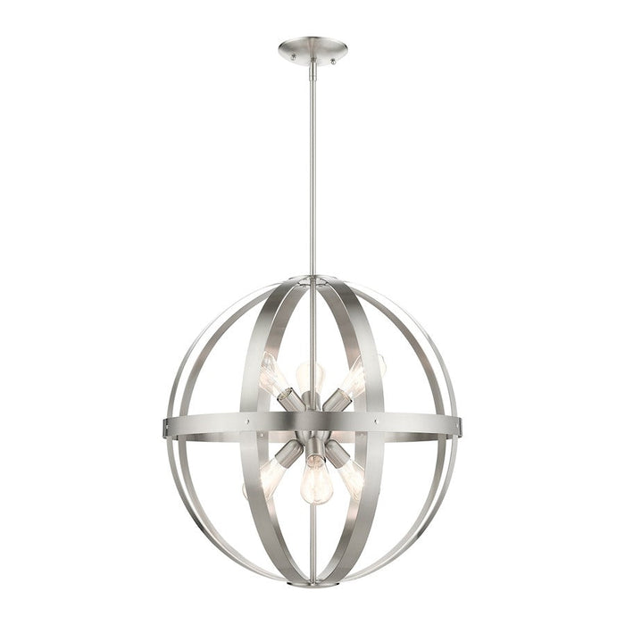 Livex Stoneridge 6 Light Pendant Chandelier, Brushed Nickel - 49646-91