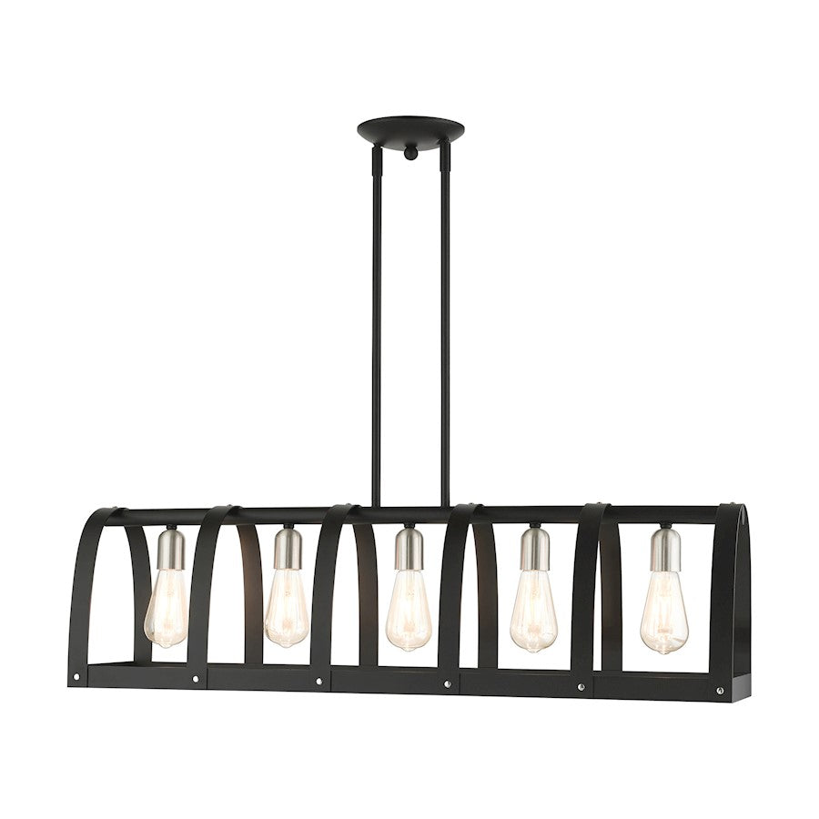 Livex Stoneridge 5 Light Linear Chandelier, Textured Black - 49649-14