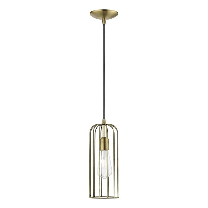 Livex Glenbrook 1 Light Pendant, Antique Brass/Antique Brass Metal - 49713-01