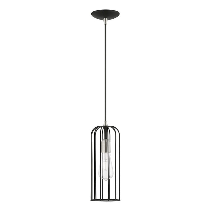 Livex Glenbrook 1 Light Pendant, Black/Brushed Nickel/Black Metal - 49713-04