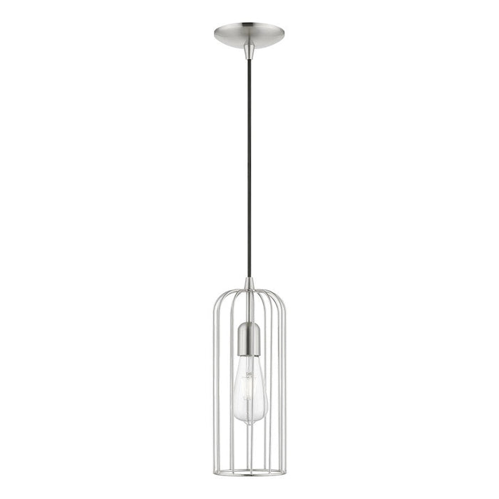 Livex Glenbrook 1 Light Pendant, Brushed Nickel/Brushed Nickel Metal - 49713-91