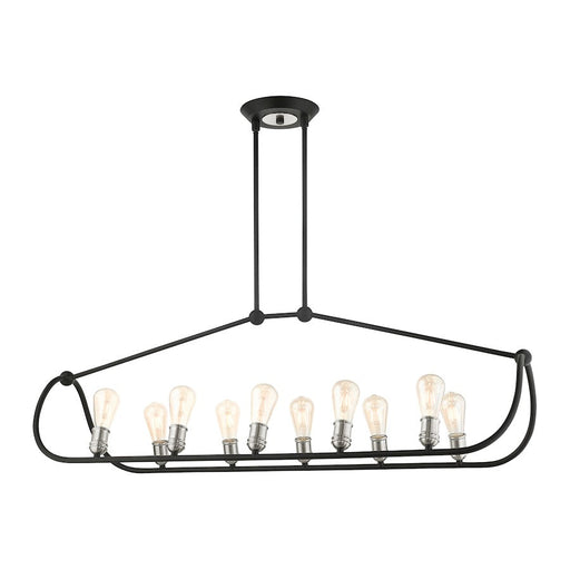 Livex Archer 10 Light Linear Chandelier, Black/Brushed Nickel Accents - 49738-14