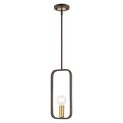 Livex Bergamo 1 Light Pendant, Bronze with Antique Brass Accents - 49741-07