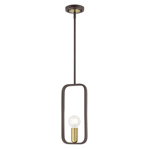 Livex Bergamo 1 Light Pendant, Bronze with Antique Brass Accents - 49741-07