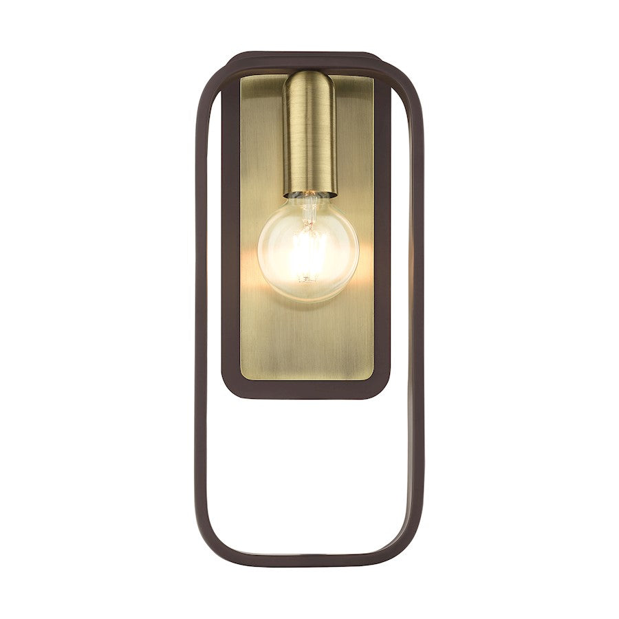 Livex Bergamo 1 Light ADA Wall Sconce, Bronze/Antique Brass Accents - 49742-07