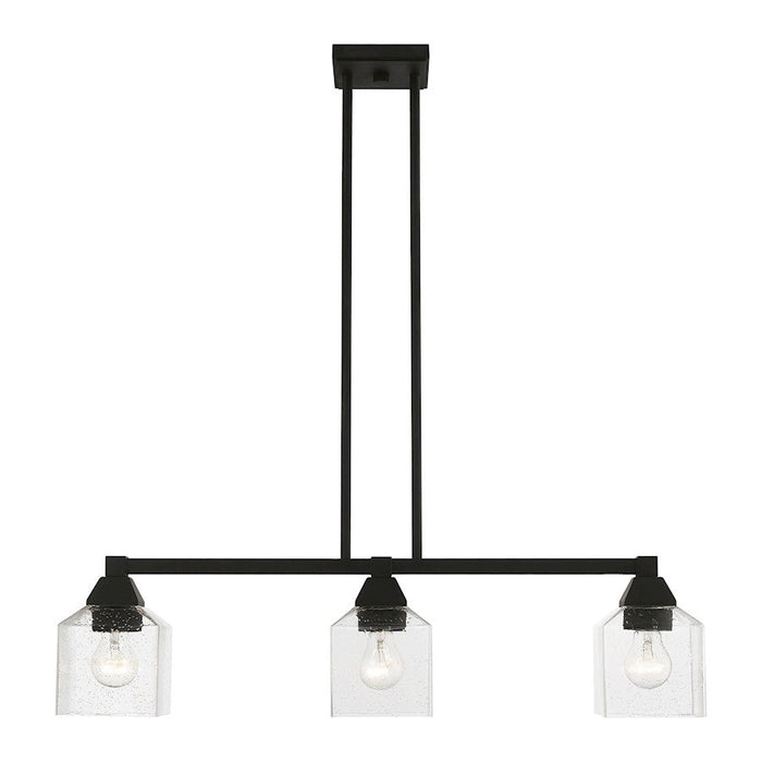 Livex Aragon 3 Light Linear Chandelier, Black/Clear Seeded - 49763-04