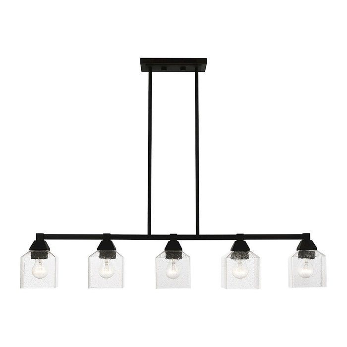 Livex Aragon 5 Light Linear Chandelier, Black/Clear Seeded - 49765-04