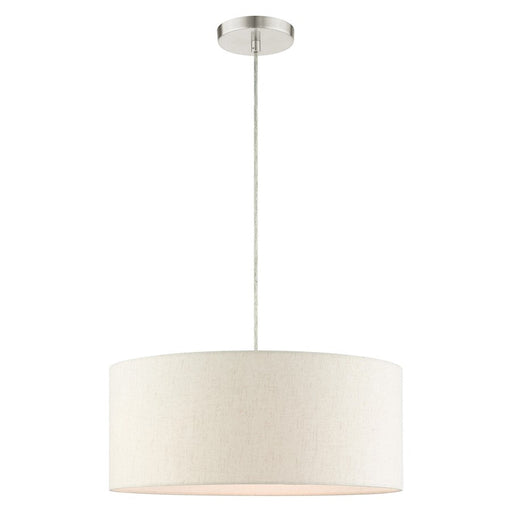 Livex Meadow 3 Light Drum Pendant, Brushed Nickel - 49802-91