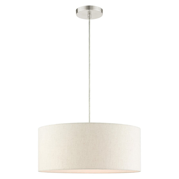 Livex Meadow 3 Light Drum Pendant, Brushed Nickel - 49802-91