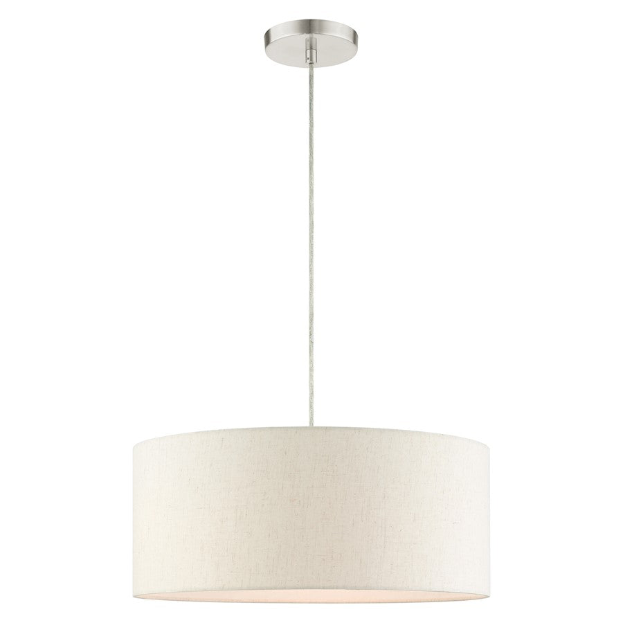 Livex Meadow 3 Light Drum Pendant, Brushed Nickel - 49802-91