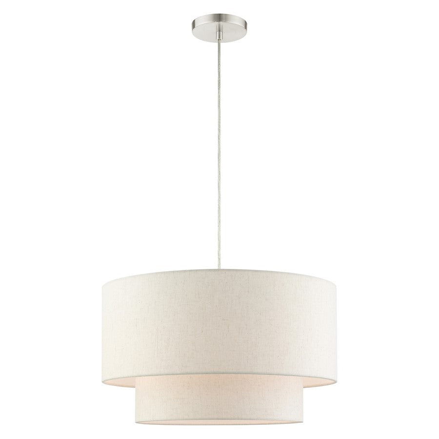 Livex Meadow 3 Light Pendant, Brushed Nickel - 49803-91