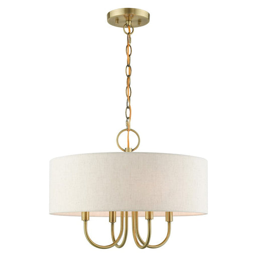 Livex Blossom 4 Light Pendant Chandelier, Antique Brass - 49804-01