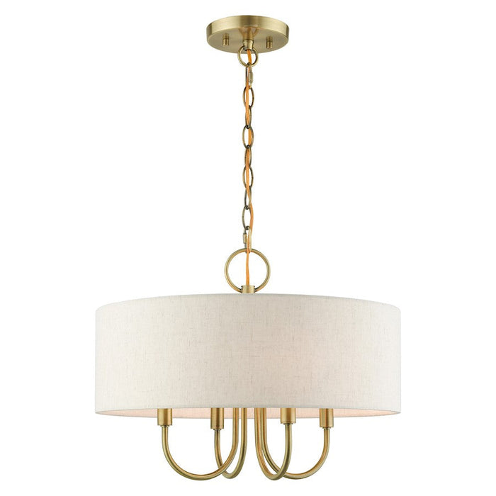 Livex Blossom 4 Light Pendant Chandelier, Antique Brass - 49804-01