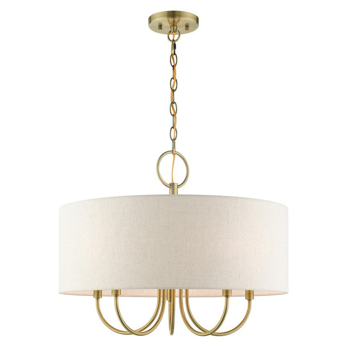 Livex Blossom 5 Light Pendant Chandelier, Antique Brass - 49805-01