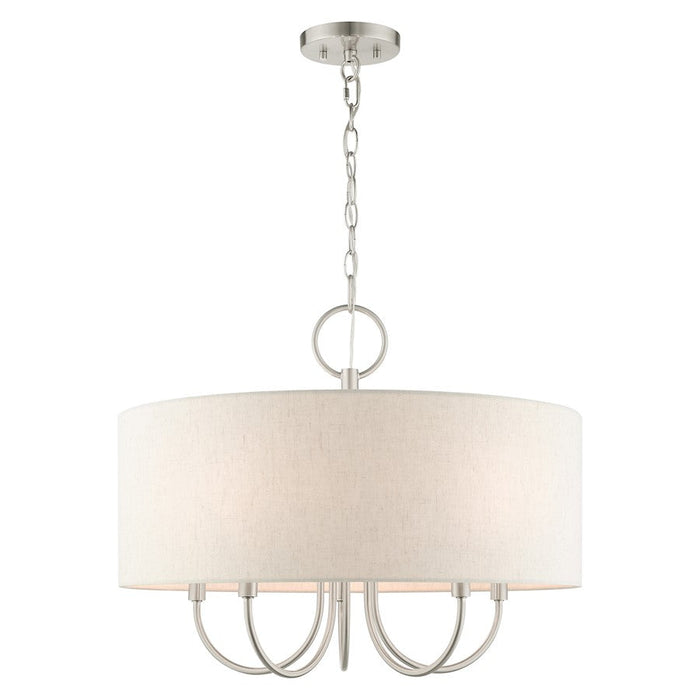 Livex Blossom 5 Light Pendant Chandelier, Brushed Nickel - 49805-91