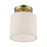 Livex Blossom 1 Light Semi-Flush Mount, Brass/Oatmeal/White