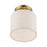 Livex Blossom 1 Light Semi-Flush Mount, Brass/Oatmeal/White