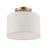 Livex Blossom 1 Light Semi-Flush Mount, Brass/Oatmeal/White