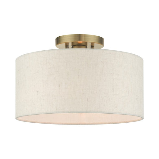 Livex Blossom 1 Light Semi Flush Mount, Antique Brass - 49809-01