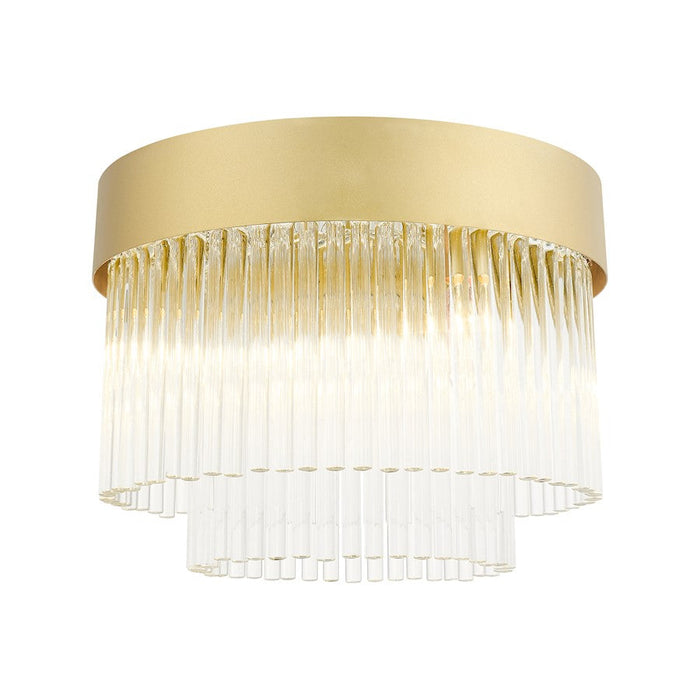 Livex Norwich 4 Light Flush Mount, Gold/Gold Drum Shade/Crystal Rods - 49827-33