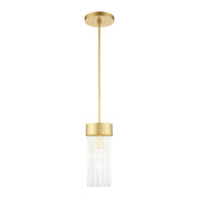 Livex Norwich 1 Light Chandelier, Gold/Gold Drum Shade/Crystal Rods - 49829-33