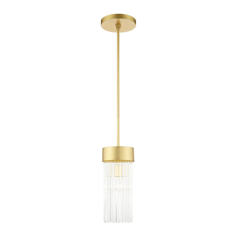 Livex Norwich 1 Light Chandelier, Gold/Gold Drum Shade/Crystal Rods - 49829-33