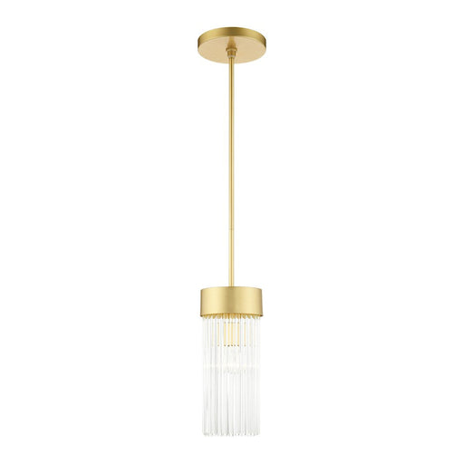 Livex Norwich 1 Light Chandelier, Gold/Gold Drum Shade/Crystal Rods - 49829-33